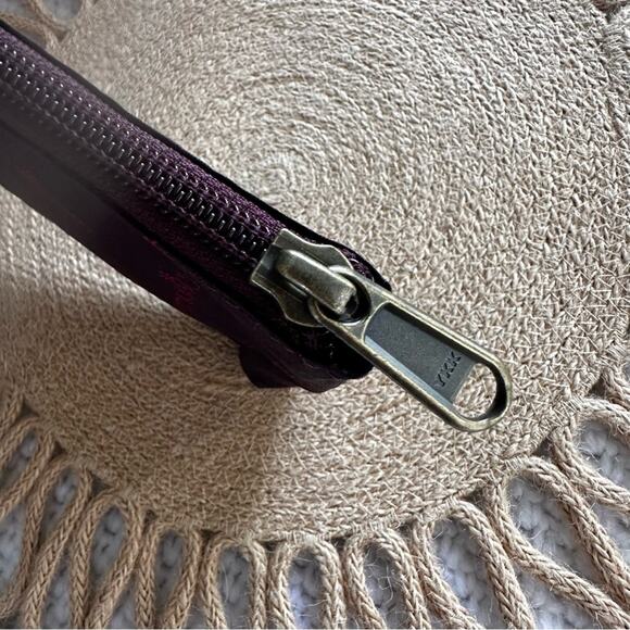 Anuschka Purple Wine Jacquard Branded Replacement Small Zip Cosmetic Coin Pouch - Picture 5 of 5